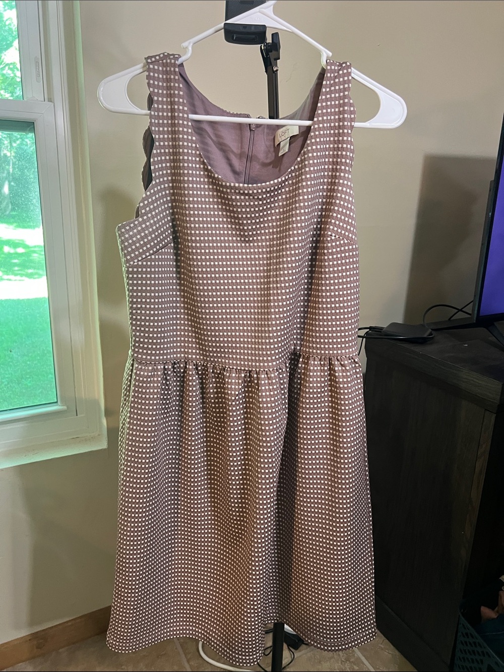 LOFT Mauve Pink Polka Dot Mini Dress